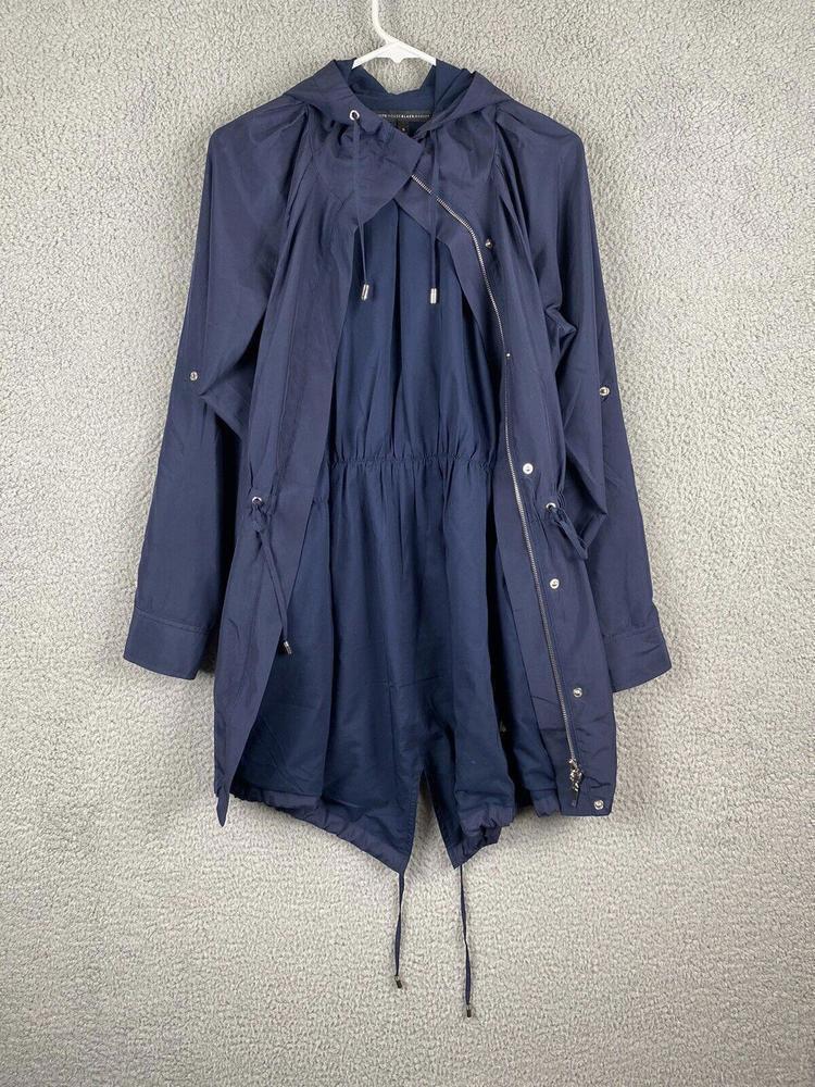 White House Black Market Jacket Womens Small Blue Lightweight Parka Hoodie